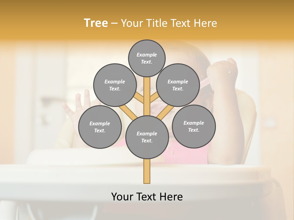 A Baby Sitting In A High Chair With A Spoon In It's Mouth PowerPoint Template