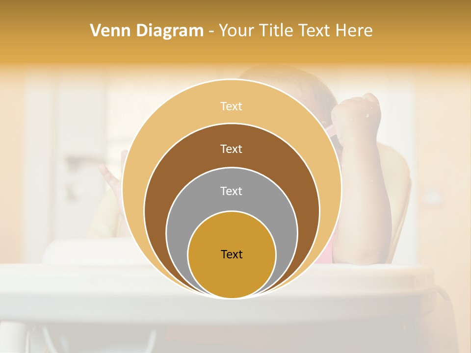 A Baby Sitting In A High Chair With A Spoon In It's Mouth PowerPoint Template
