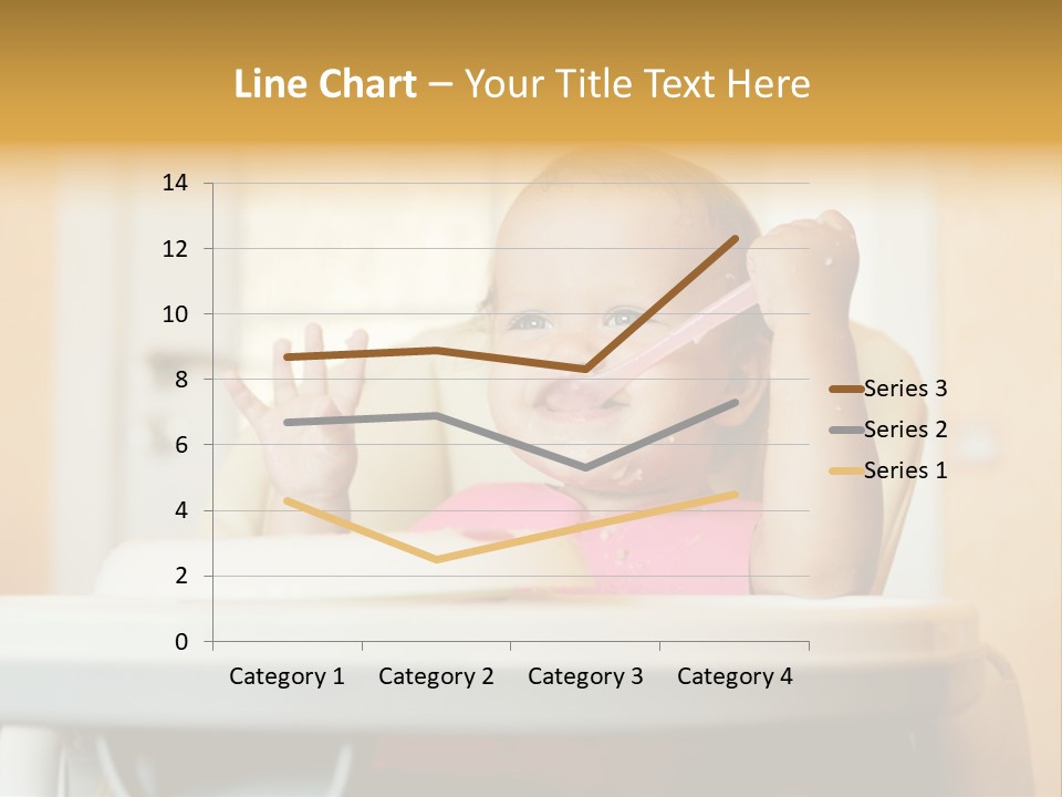 A Baby Sitting In A High Chair With A Spoon In It's Mouth PowerPoint Template
