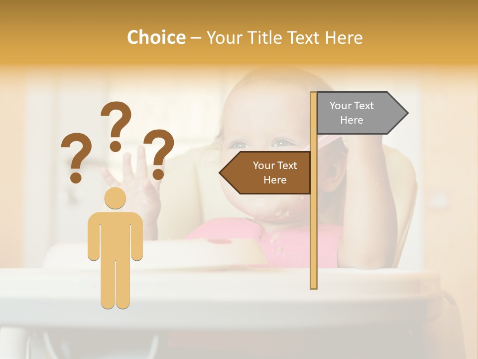 A Baby Sitting In A High Chair With A Spoon In It's Mouth PowerPoint Template