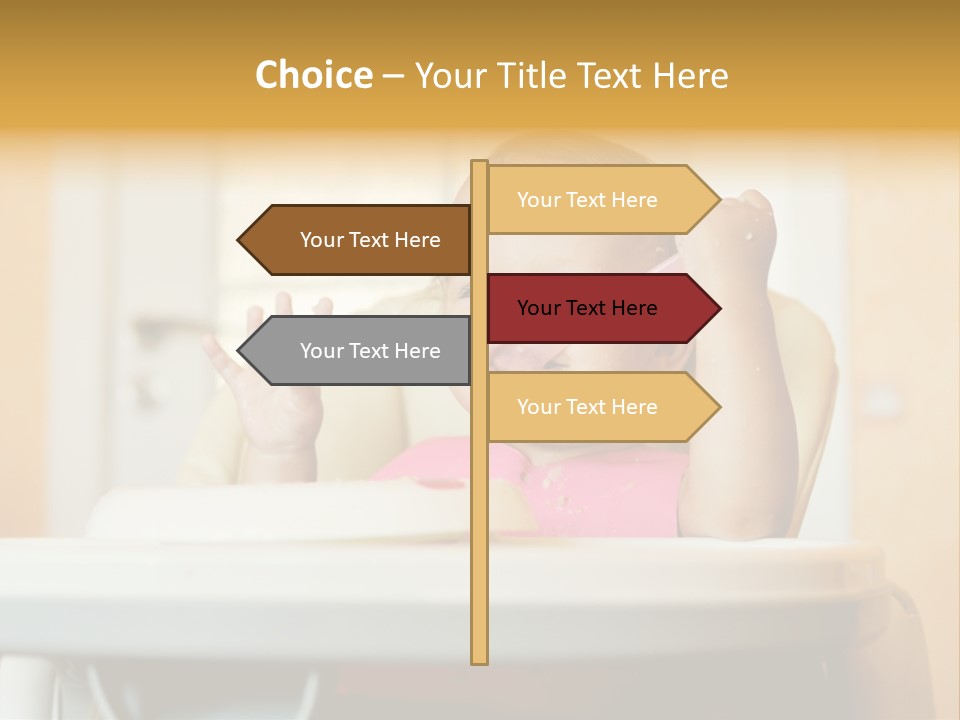 A Baby Sitting In A High Chair With A Spoon In It's Mouth PowerPoint Template