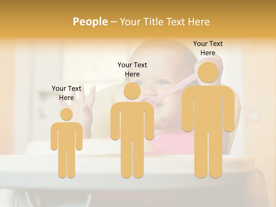 A Baby Sitting In A High Chair With A Spoon In It's Mouth PowerPoint Template