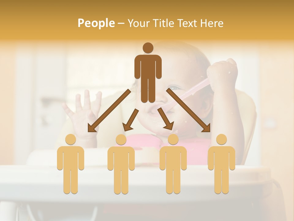 A Baby Sitting In A High Chair With A Spoon In It's Mouth PowerPoint Template