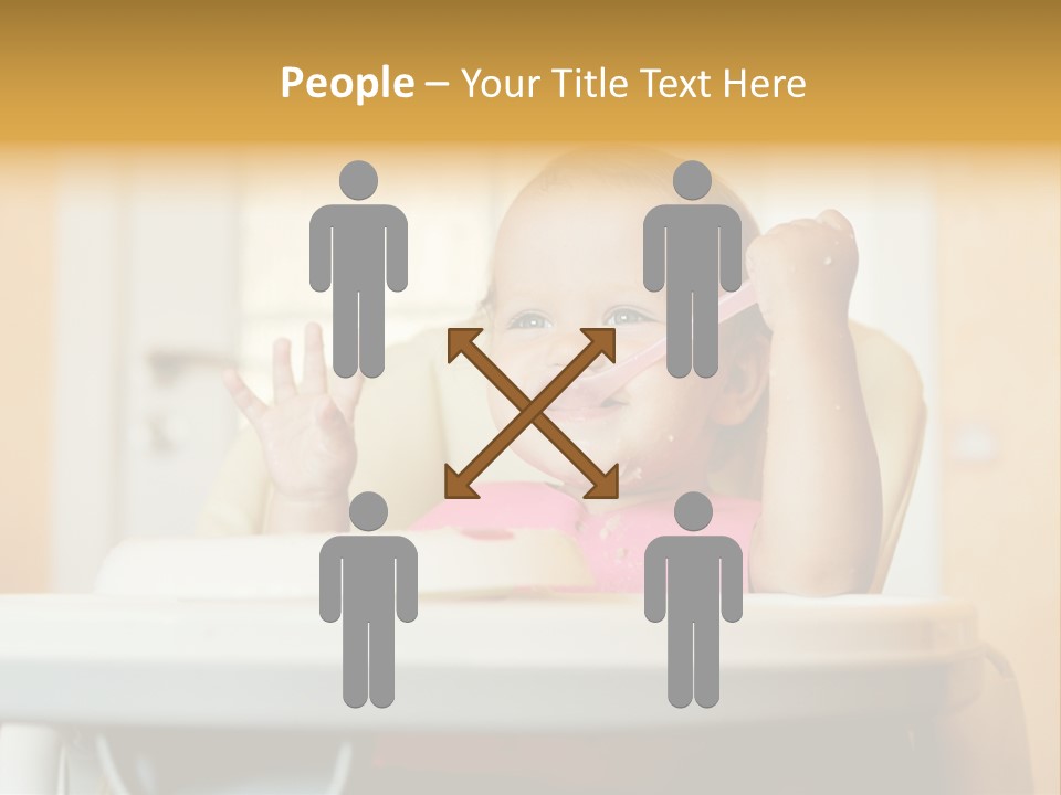 A Baby Sitting In A High Chair With A Spoon In It's Mouth PowerPoint Template
