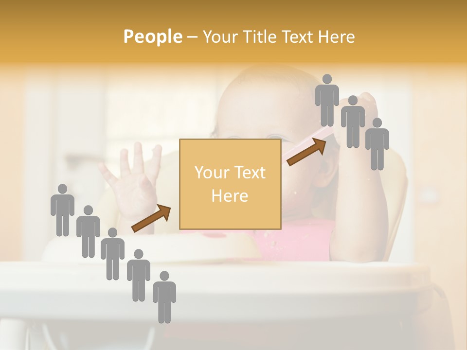 A Baby Sitting In A High Chair With A Spoon In It's Mouth PowerPoint Template