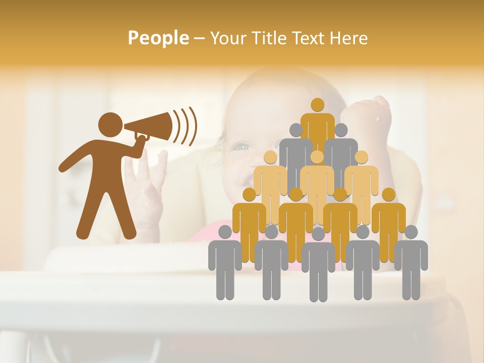 A Baby Sitting In A High Chair With A Spoon In It's Mouth PowerPoint Template