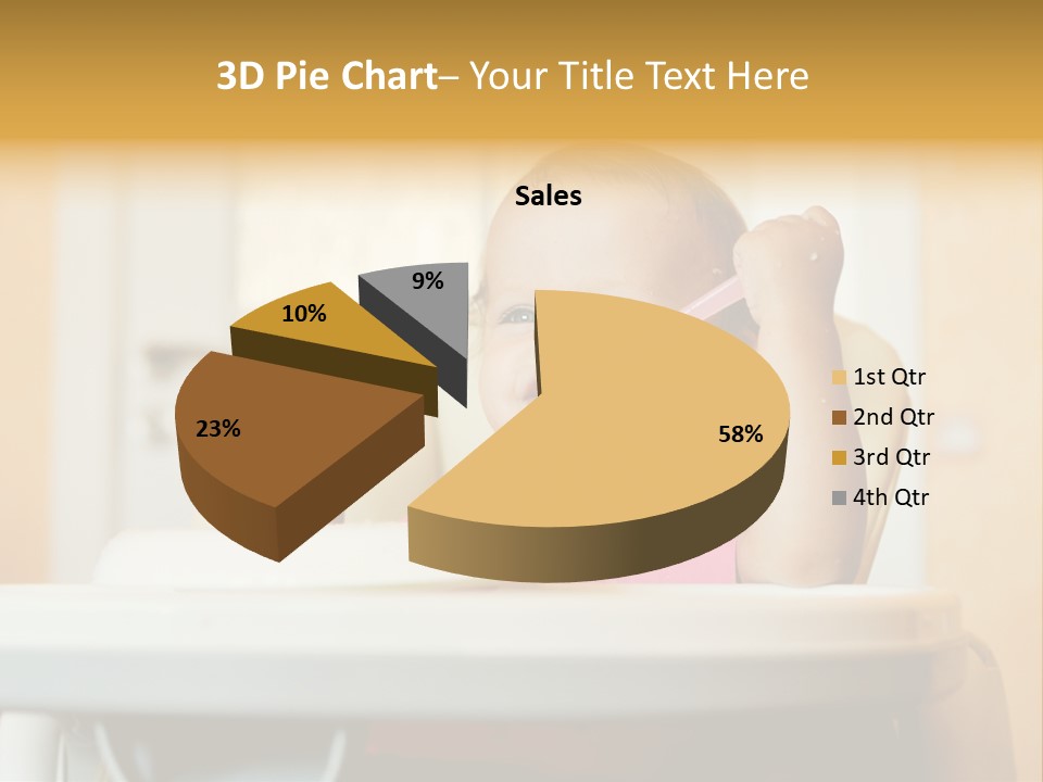A Baby Sitting In A High Chair With A Spoon In It's Mouth PowerPoint Template
