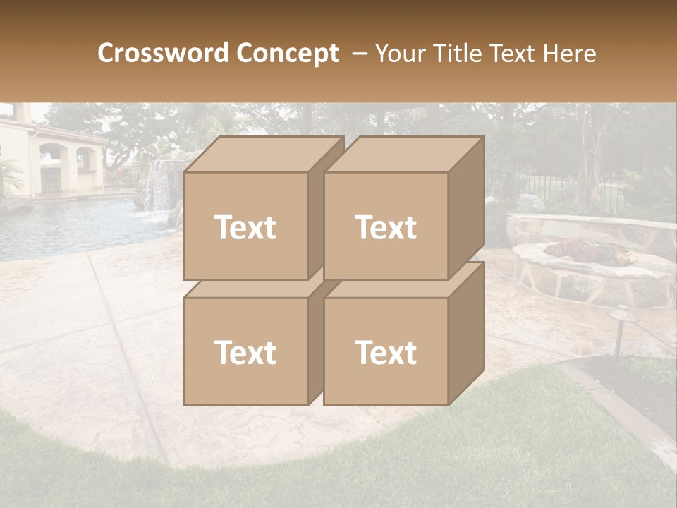 A Backyard With A Pool And A Waterfall PowerPoint Template