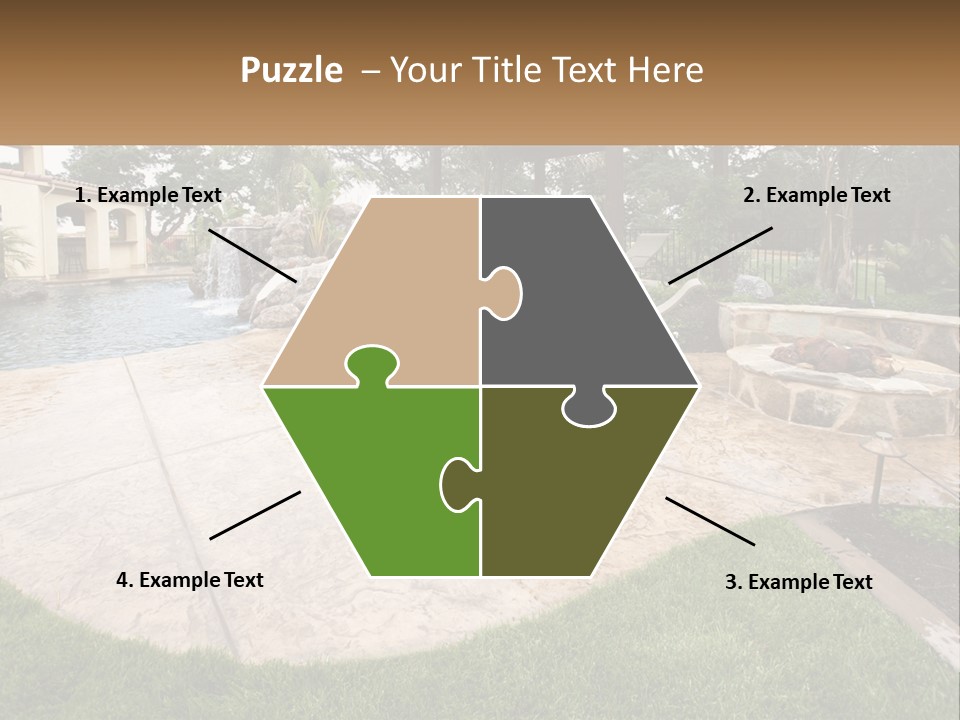 A Backyard With A Pool And A Waterfall PowerPoint Template