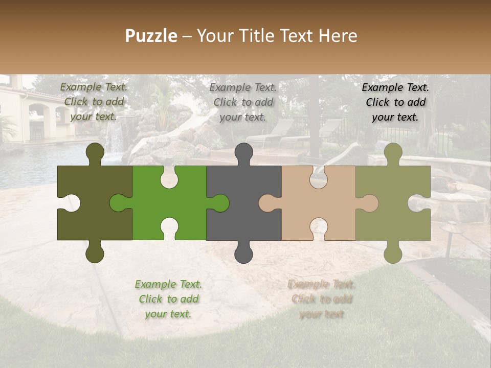 A Backyard With A Pool And A Waterfall PowerPoint Template