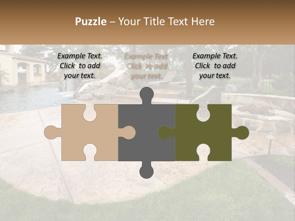 A Backyard With A Pool And A Waterfall PowerPoint Template