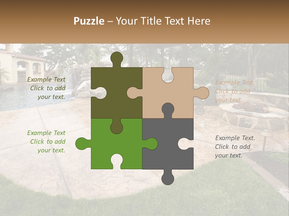 A Backyard With A Pool And A Waterfall PowerPoint Template