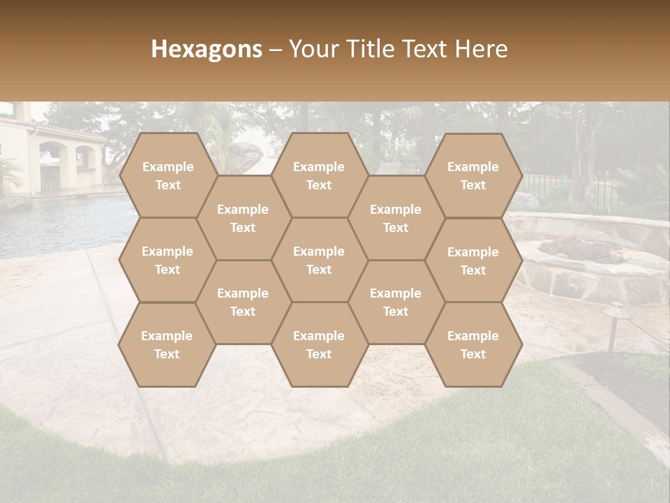 A Backyard With A Pool And A Waterfall PowerPoint Template