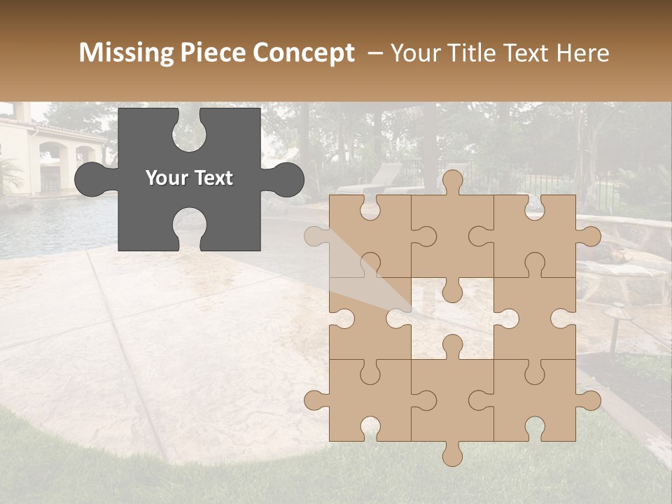 A Backyard With A Pool And A Waterfall PowerPoint Template