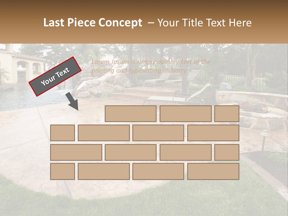 A Backyard With A Pool And A Waterfall PowerPoint Template