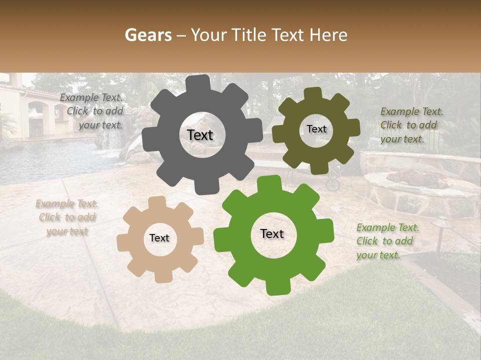 A Backyard With A Pool And A Waterfall PowerPoint Template