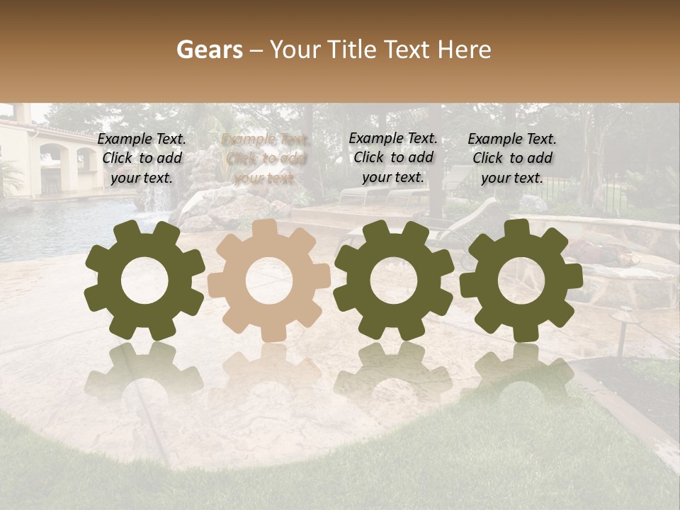 A Backyard With A Pool And A Waterfall PowerPoint Template