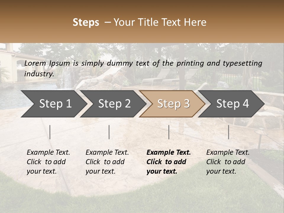 A Backyard With A Pool And A Waterfall PowerPoint Template