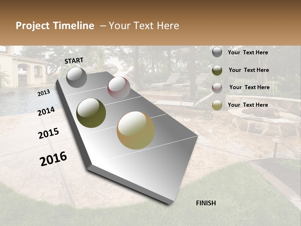 A Backyard With A Pool And A Waterfall PowerPoint Template