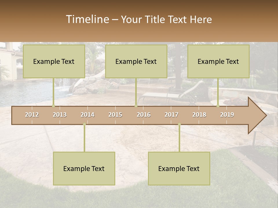 A Backyard With A Pool And A Waterfall PowerPoint Template