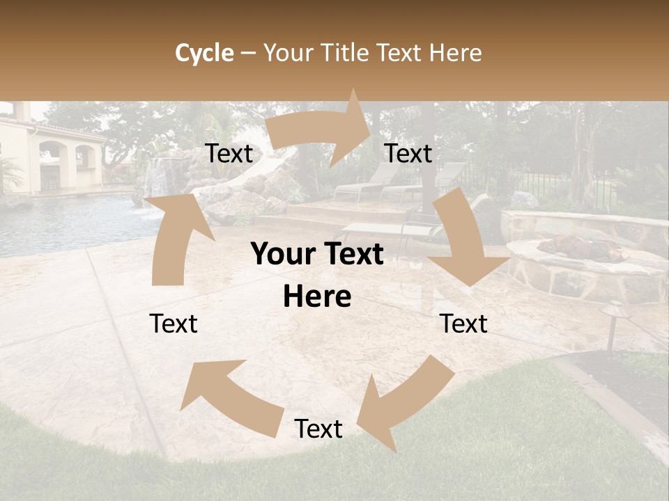 A Backyard With A Pool And A Waterfall PowerPoint Template