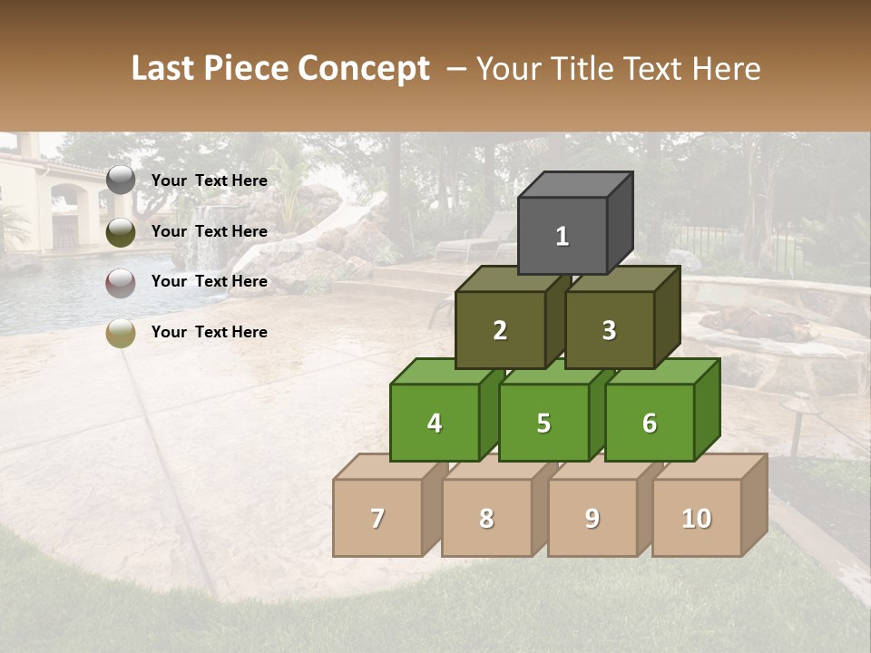 A Backyard With A Pool And A Waterfall PowerPoint Template