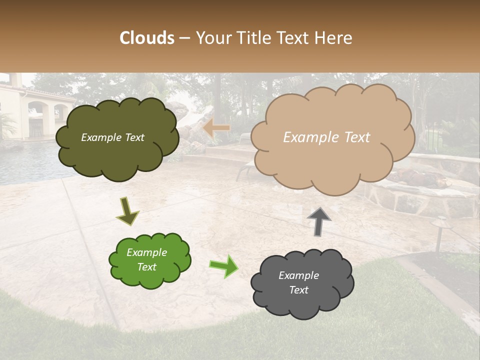 A Backyard With A Pool And A Waterfall PowerPoint Template