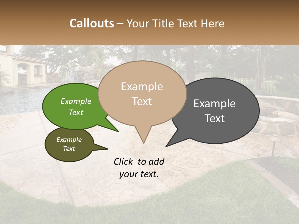 A Backyard With A Pool And A Waterfall PowerPoint Template