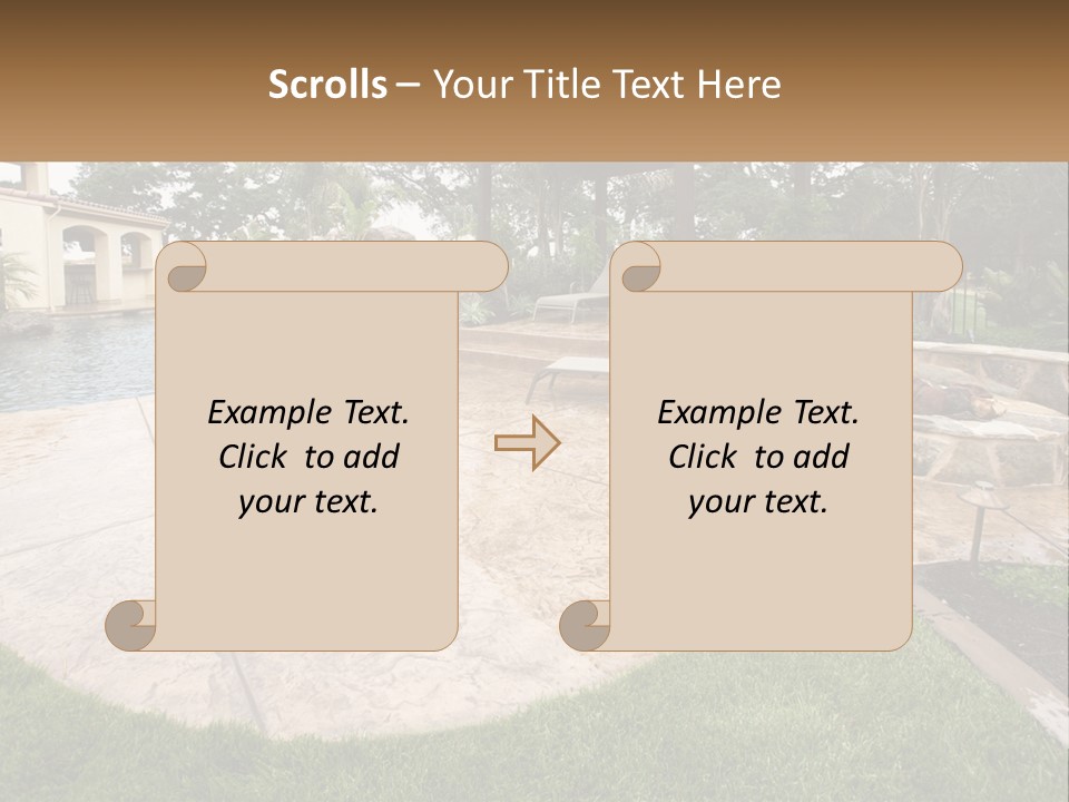 A Backyard With A Pool And A Waterfall PowerPoint Template