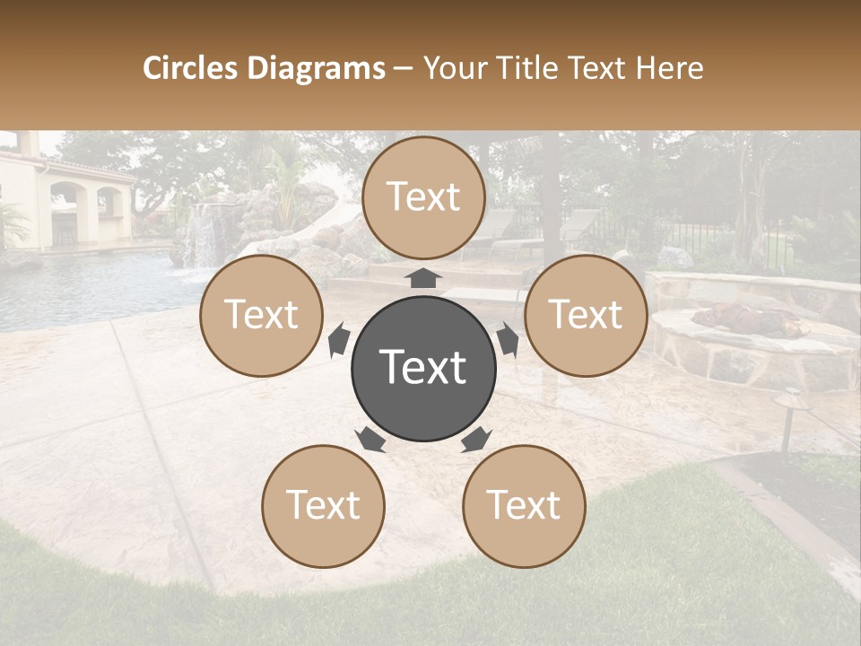 A Backyard With A Pool And A Waterfall PowerPoint Template