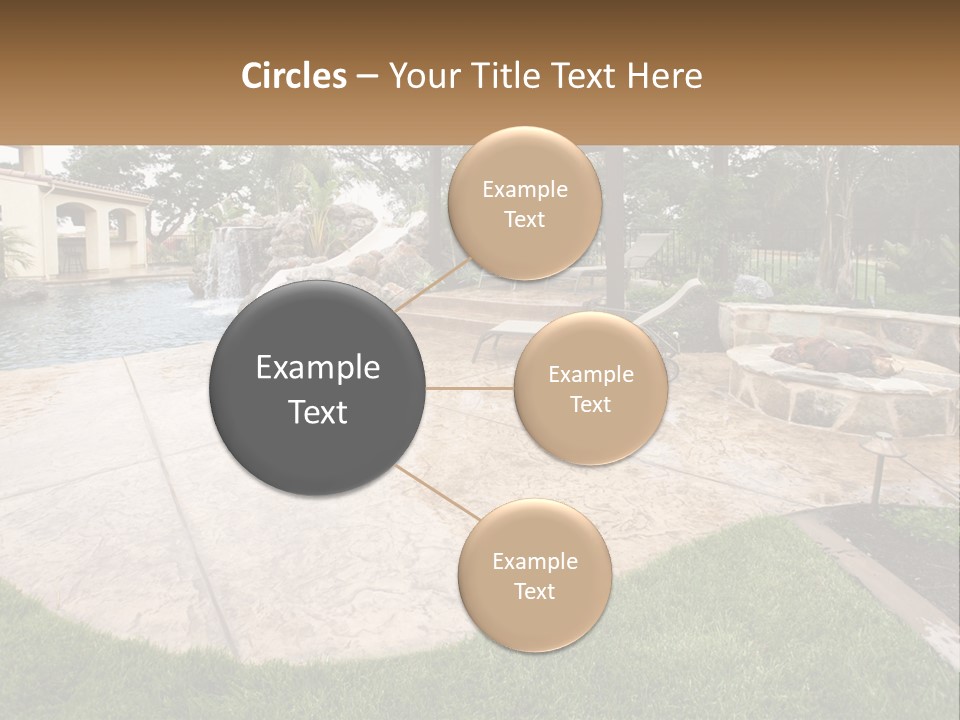 A Backyard With A Pool And A Waterfall PowerPoint Template