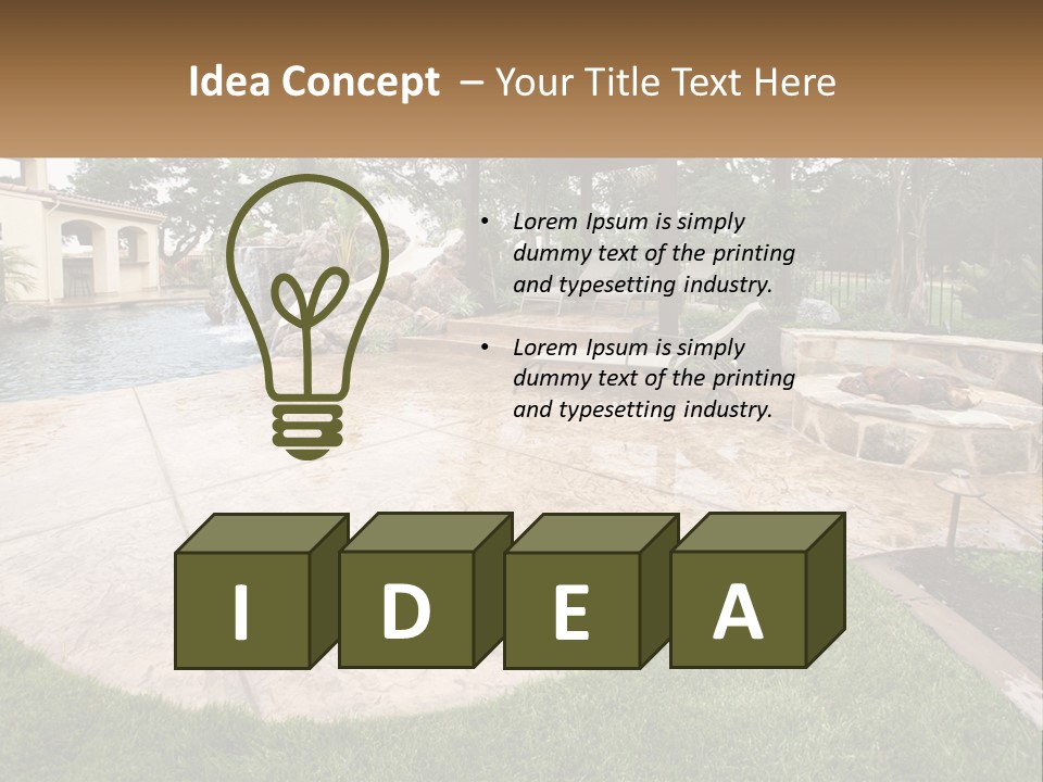 A Backyard With A Pool And A Waterfall PowerPoint Template