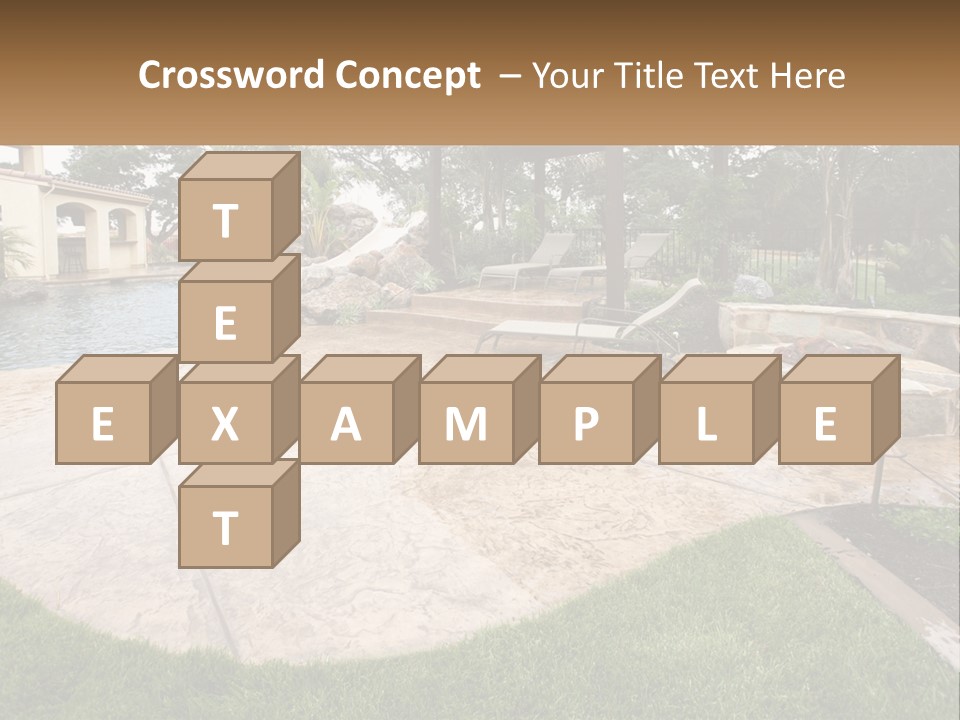 A Backyard With A Pool And A Waterfall PowerPoint Template