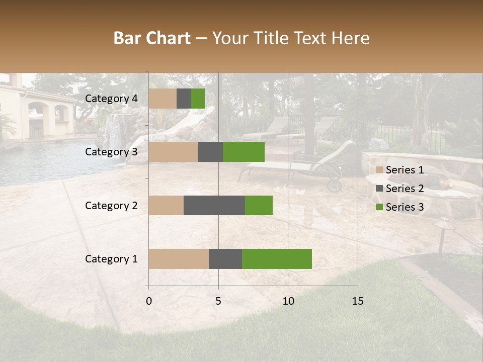 A Backyard With A Pool And A Waterfall PowerPoint Template
