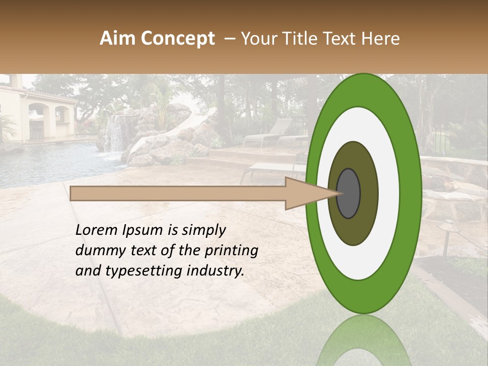 A Backyard With A Pool And A Waterfall PowerPoint Template
