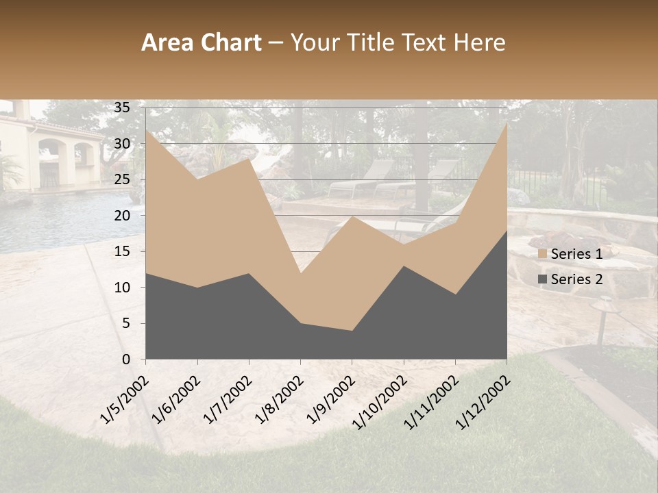 A Backyard With A Pool And A Waterfall PowerPoint Template