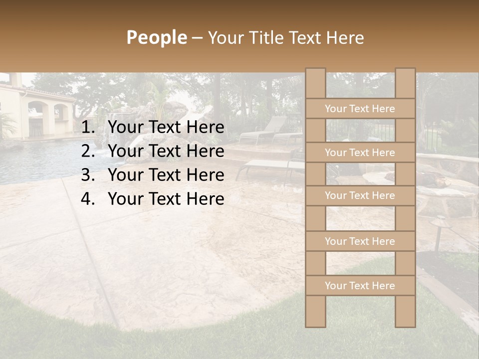A Backyard With A Pool And A Waterfall PowerPoint Template