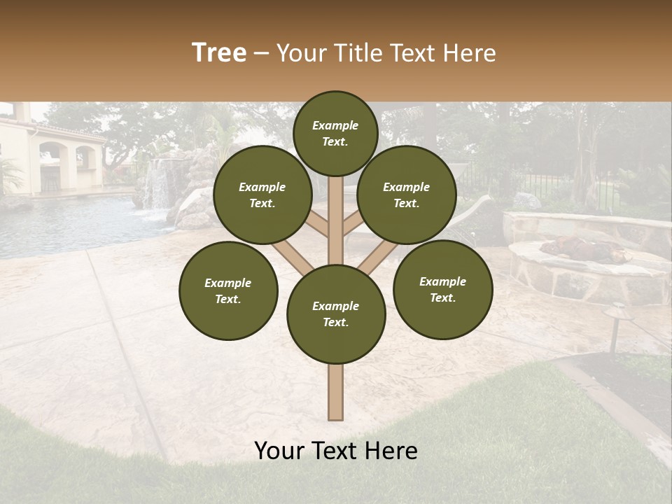 A Backyard With A Pool And A Waterfall PowerPoint Template