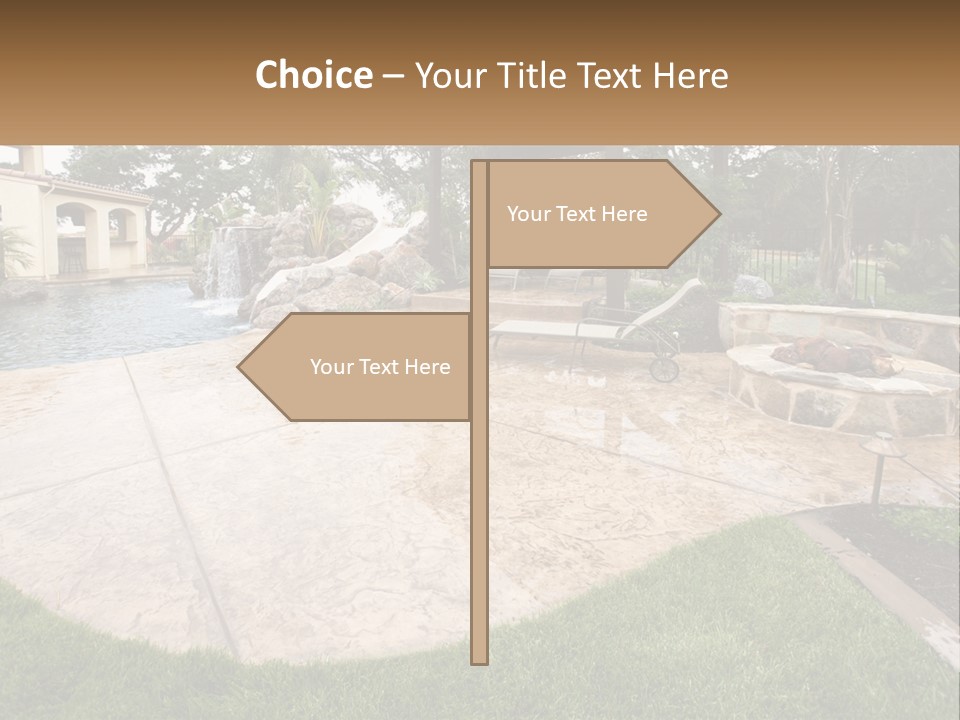A Backyard With A Pool And A Waterfall PowerPoint Template
