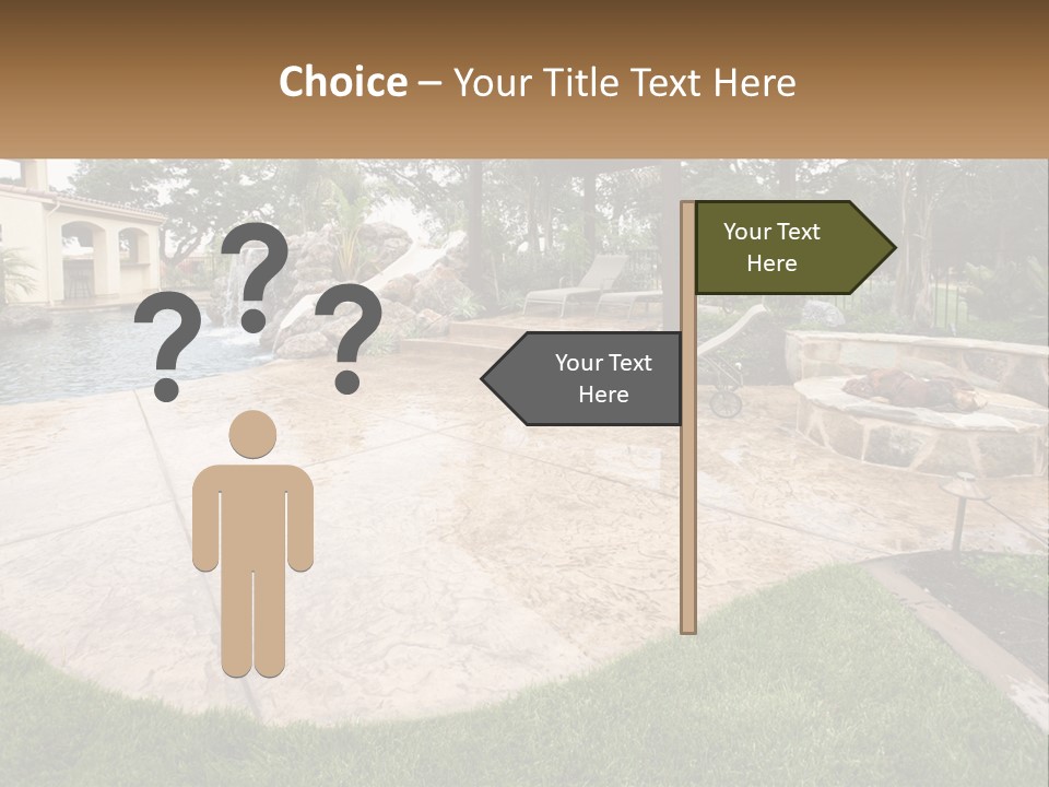 A Backyard With A Pool And A Waterfall PowerPoint Template