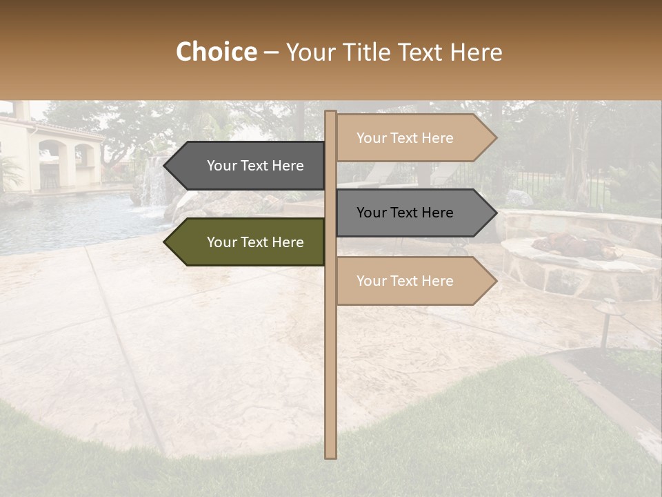 A Backyard With A Pool And A Waterfall PowerPoint Template