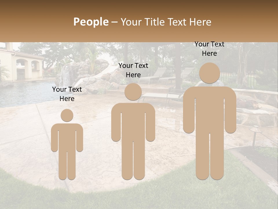 A Backyard With A Pool And A Waterfall PowerPoint Template
