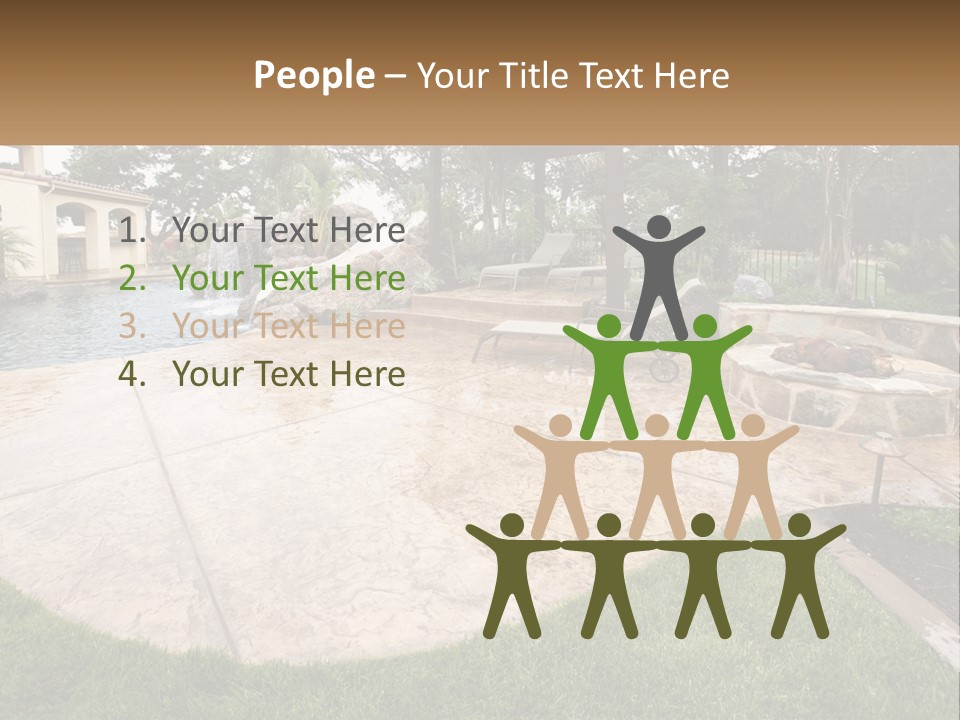 A Backyard With A Pool And A Waterfall PowerPoint Template