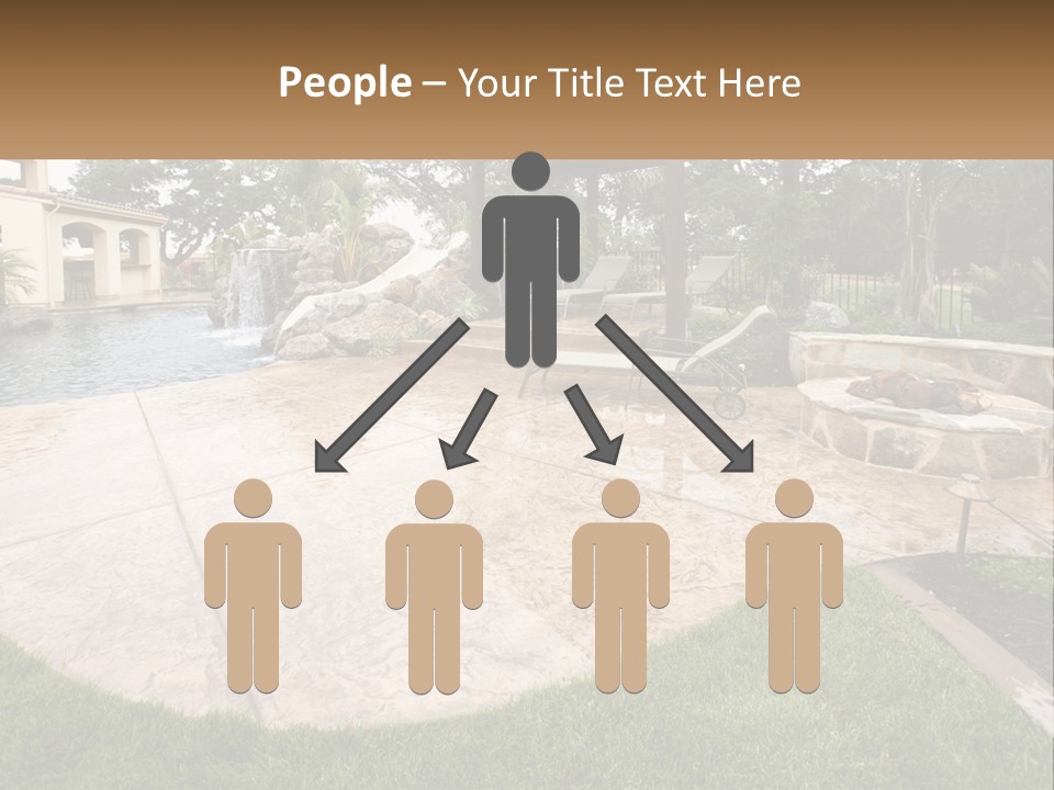 A Backyard With A Pool And A Waterfall PowerPoint Template