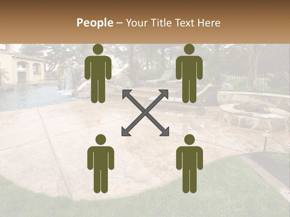 A Backyard With A Pool And A Waterfall PowerPoint Template