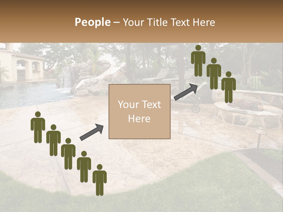A Backyard With A Pool And A Waterfall PowerPoint Template