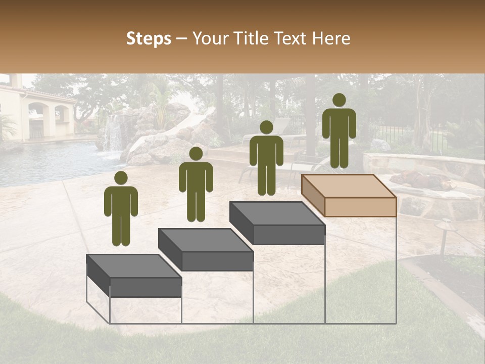 A Backyard With A Pool And A Waterfall PowerPoint Template