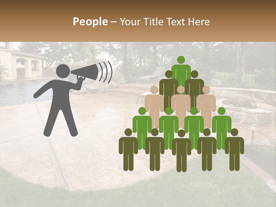 A Backyard With A Pool And A Waterfall PowerPoint Template