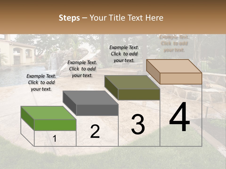 A Backyard With A Pool And A Waterfall PowerPoint Template