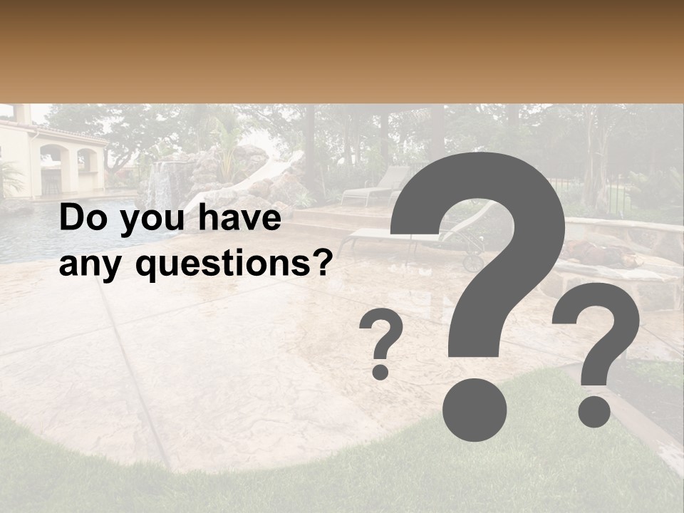 A Backyard With A Pool And A Waterfall PowerPoint Template